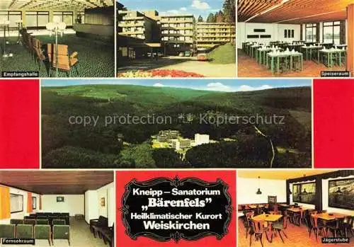 AK / Ansichtskarte  Weiskirchen Schwarzwald Kneipp Sanatorium Baerenfels Empfangshalle Speisesaal Fernsehraum Jaegerstube