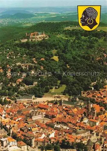 AK / Ansichtskarte  Coburg Bayern Stadtkern mit Blick zur Veste Fliegeraufnahme