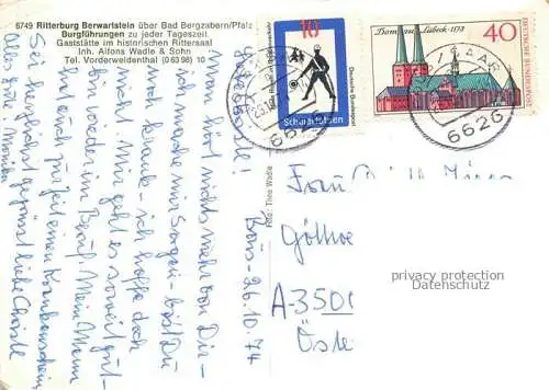 AK / Ansichtskarte  Bad Bergzabern Ritterburg Berwartstein