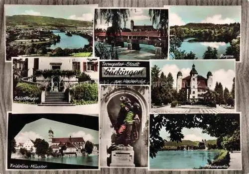 AK / Ansichtskarte  Saeckingen Bad BW Panorama Bergsee Schlosstreppe Fridolins Muenster Trompeter Schloss Rheinpartie