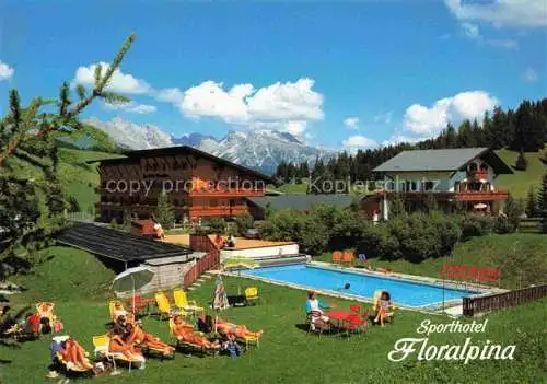 AK / Ansichtskarte  Seiseralm  Seiseralpe Alpe di Siusi Trentino IT Sporthotel Floralpina Pool Liegewiese