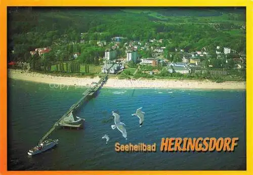 AK / Ansichtskarte  HERINGSDORF  Ostseebad Usedom Fliegeraufnahme mit Seebruecke 