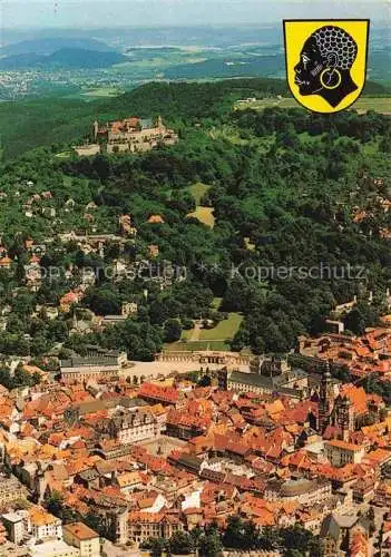 AK / Ansichtskarte  Coburg Bayern Stadtkern mit Veste Coburg Fliegeraufnahme