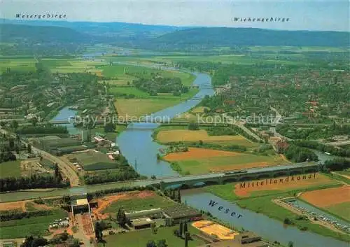 AK / Ansichtskarte  Minden  Westfalen Weser NRW Panorama Blick ueber das Wasserstrassenkreuz Weser Mittellandkanal auf die Westfaelische Pforte