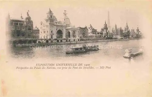 AK / Ansichtskarte  Exposition Universelle Paris 1900 Pont des Invalides Palais Nations Boot 