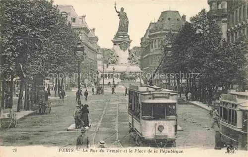 AK / Ansichtskarte  Strassenbahn Tramway-- Paris Tempel Place de la Rupublique 