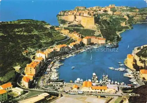 AK / Ansichtskarte  Bonifacio 2A Corse du Sud Vue generale aerienne Le port Les falaises