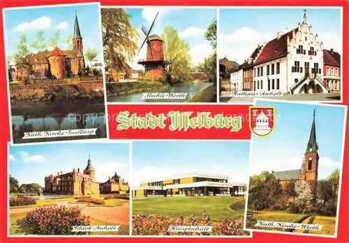 AK / Ansichtskarte  Isselburg Kirche Muehle Werth Rathaus Anholt Schloss Schule