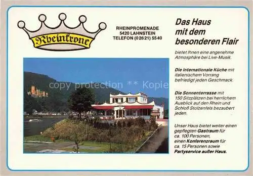 AK / Ansichtskarte  Lahnstein Hotel Rheinkrone Sonnenterrasse