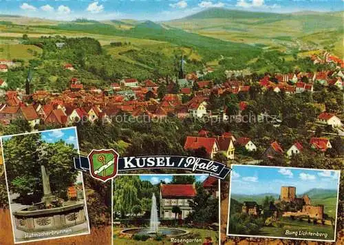 AK / Ansichtskarte  Kusel Fliegeraufnahme Hutmacherbrunnen Rosengarten Burg Lichtenberg