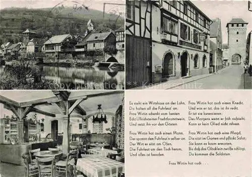 AK / Ansichtskarte  Dausenau Rheinland-Pfalz Altes historisches Wirtshaus an der Lahn Gaststube Stadttor Liedtext von der Wirtin an der Lahn