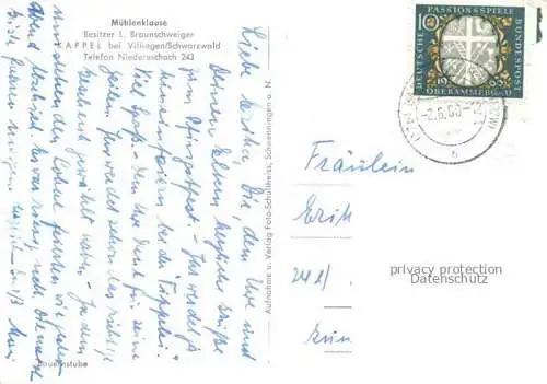 AK / Ansichtskarte  Kappel Villingen Niedereschach BW Muehlenklause Gaststube