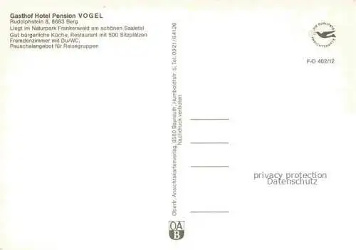 AK / Ansichtskarte  Rudolphstein Gasthof Hotel Pension Vogel