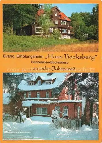 AK / Ansichtskarte  Hahnenklee-Bockswiese Harz Evangelisches Erholungsheim Haus Bocksberg im Sommer und Winter