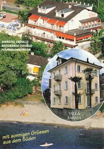 AK / Ansichtskarte  San Nazzaro Lago Maggiore LOCARNO TI Seehotel Cedulla Villa Sarnia Ristorante