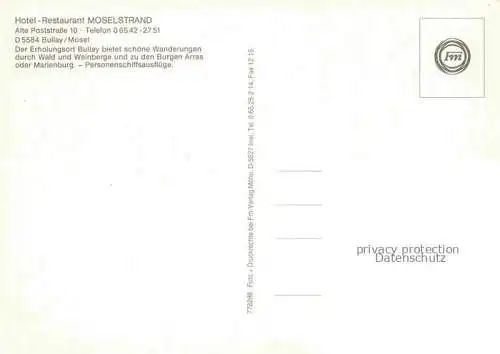 AK / Ansichtskarte  Bullay Mosel Hotel Restaurant Moselstrand Panorama Moseltal