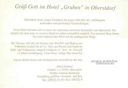 AK / Ansichtskarte  OBERSTDORF Hotel Gruben im Winter