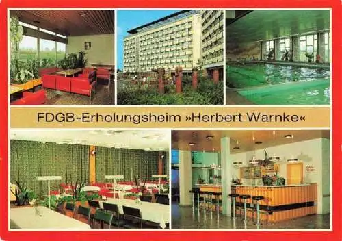 AK / Ansichtskarte  Klink Waren FDGB-Erholungsheim Herbert Warnke Empfangshalle Hallenbad Restaurant Bar