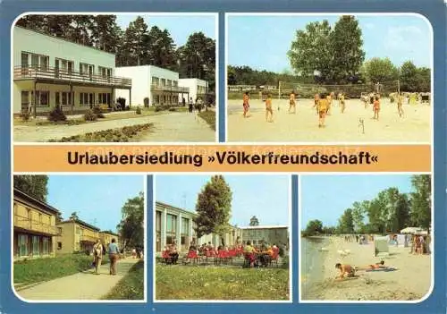 AK / Ansichtskarte  Klink Waren Urlaubersiedlung Voelkerfreundschaft Bettenhaeuser Volleyballplatz Gaststaette Strand