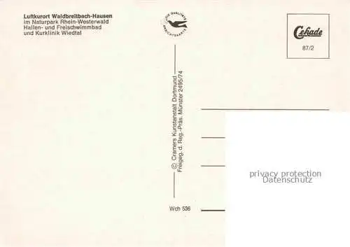 AK / Ansichtskarte  Hausen Waldbreitbach Fliegeraufnahme mit Hallen und Freischwimmbad und Kurklinik Wiedtal