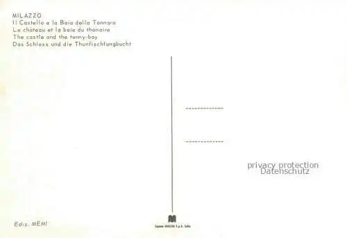 AK / Ansichtskarte  Milazzo Sicilia IT Il Castello e la Baia delle Tonnare Fliegeraufnahme