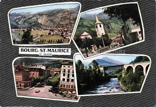 AK / Ansichtskarte  Bourg-St-Maurice Albertville 73 Savoie Panorama Kirche Strassenpartie Bruecke