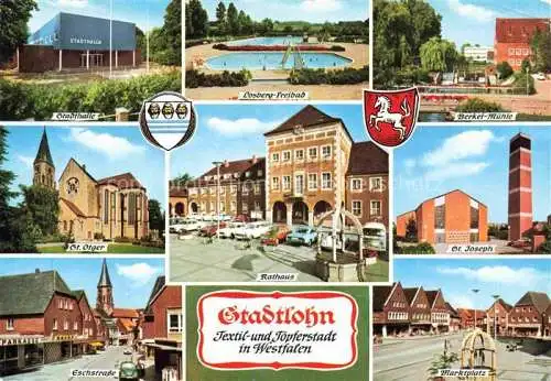 AK / Ansichtskarte  Stadtlohn Stadthalle Freibad Muehle Rathaus Innenstadt Marktplatz