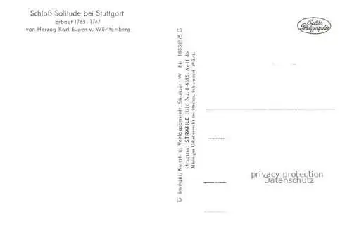 AK / Ansichtskarte  STUTTGART Schloss Solitude 18. Jhdt. Herzog Karl Eugen von Wuerttemberg