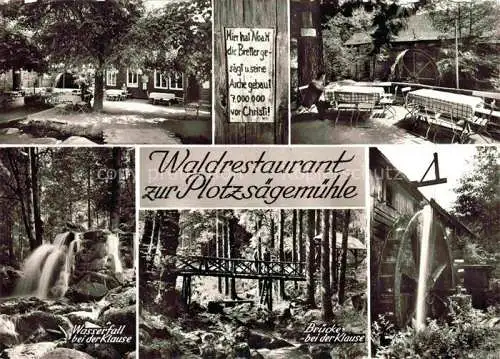 AK / Ansichtskarte  Loffenau Bad Herrenalb BW Waldrestaurant zur Plotzsaegemuehle im Schwarzwald Wasserfall Bruecke Wasserrad Bromsilber