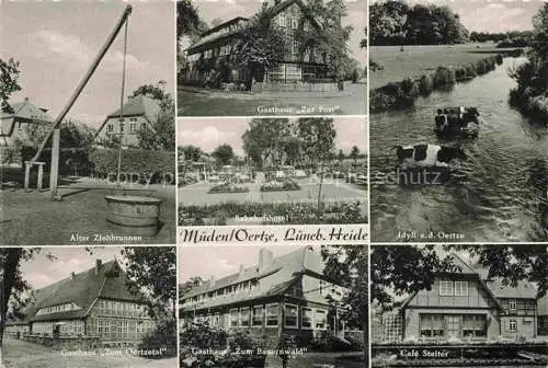 AK / Ansichtskarte  Mueden oertze Alter Ziehbrunnen Gasthaus Bahnhofshotel Idyll an der Oetze Café