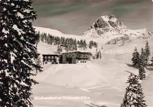 AK / Ansichtskarte  Koerbersee Schroecken Vorarlberg AT Koerberseehotel mit Widderstein