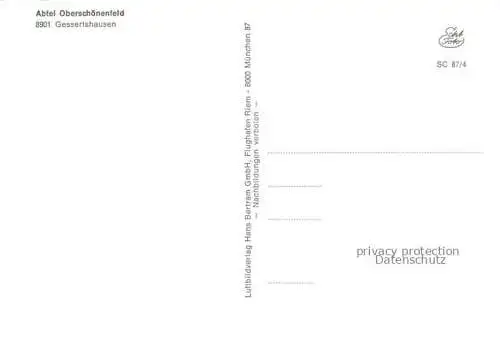 AK / Ansichtskarte  Gessertshausen Augsburg Bayern Abtei Oberschoenenfeld Fliegeraufnahme