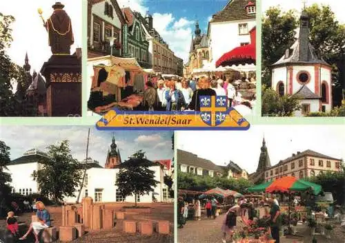 AK / Ansichtskarte  St Wendel Saarland St Wendelin und Basilika Balduinstrasse Wendalinuskapelle Mott und Mia Muenster Haus Schlossplatz