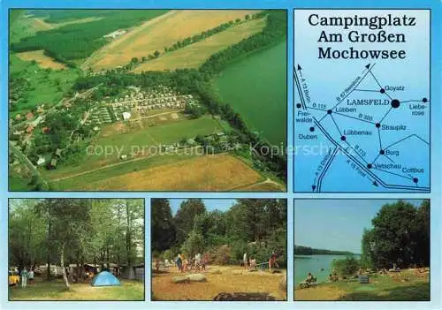 AK / Ansichtskarte  Lamsfeld-Gross Liebitz Schwielochsee Brandenburg Campingplatz Am Grossen Mochowsee Fliegeraufnahme Spielplatz Strand