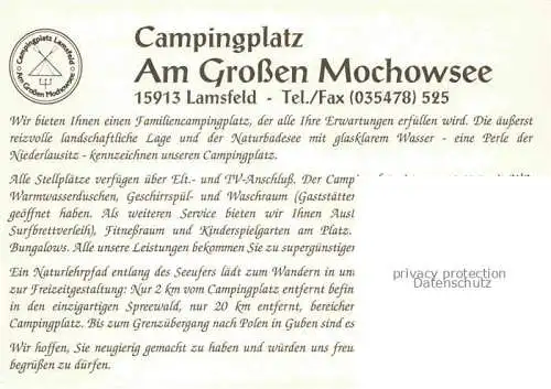 AK / Ansichtskarte  Lamsfeld-Gross Liebitz Schwielochsee Brandenburg Campingplatz Am Grossen Mochowsee Strand