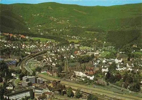 AK / Ansichtskarte  Kirchen  527m Sieg mit Blick zur Freusburg Fliegeraufnahme