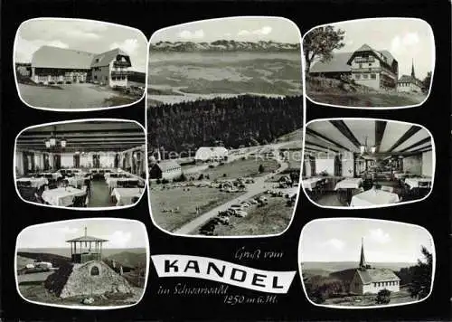 AK / Ansichtskarte  Waldkirch Breisgau Baden BW Berggasthaus Kandelhof Fliegeraufnahme Gastraeume Kandelpyramide Kapelle