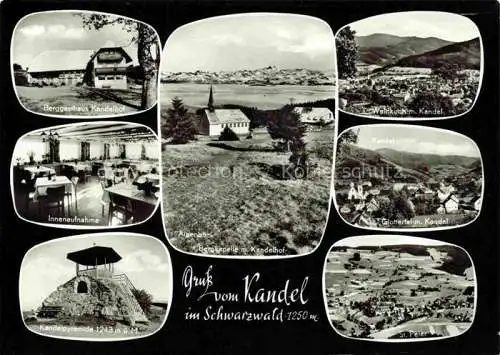 AK / Ansichtskarte  Waldkirch Breisgau Baden BW Berggasthaus Kandelhof Fliegeraufnahme Gastraeume Kandelpyramide Kapelle