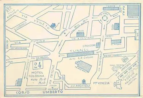 AK / Ansichtskarte  ROMA  Rom Lazio IT Hotel Colonna Stadtplan