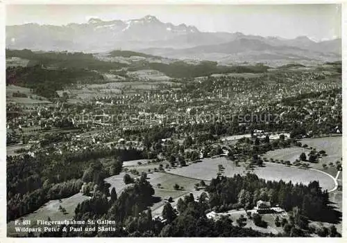 AK / Ansichtskarte  St Gallen SANKT GALLEN SG Panorama Wildpark Peter und Paul Blick gegen Saentis Appenzeller Alpen