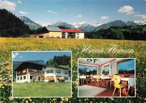 AK / Ansichtskarte Tiefenbach Oberstdorf Haus Florian Gastraum Panorama