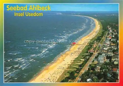 AK / Ansichtskarte AHLBECK HERINGSDORF Insel Usedom Ostseebad Kuestenpanorama Seebad Strand Seebruecke