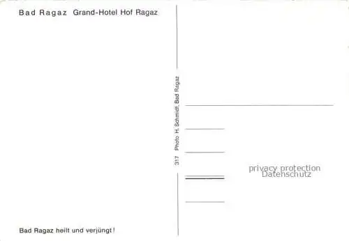 AK / Ansichtskarte Bad Ragaz Ragatz SG Grand-Hotel Hof Ragaz Kurort