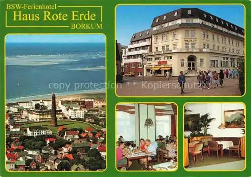 AK / Ansichtskarte Borkum Nordseebad BSW-Ferienhotel Haus Rote Erde Restaurant Leuchtturm Luftaufnahme