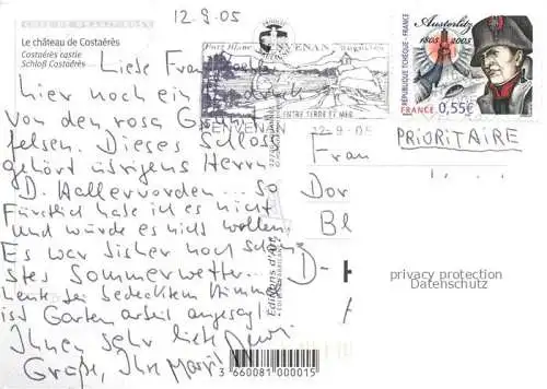 AK / Ansichtskarte Costaeres 22 Cotes-d Armor Château Côte de Granit Rose vue aérienne Schloss