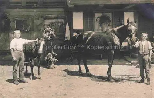 AK / Ansichtskarte PFERDE Horses Cheval Kinder