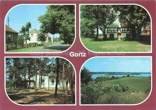 AK / Ansichtskarte Gortz Beetzseeheide Potsdam-Mittelmark Dorfstrasse Fachwerkhaus Kulturhaus Blick zur Moeweninsel