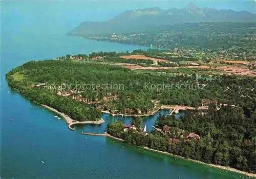 AK / Ansichtskarte Thonon-les-Bains 74 Haute-Savoie Port Ripaille Rive francaise du Lac Léman au fond les Mémises et la Dent d'Oche Alpes