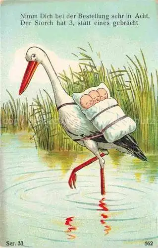 AK / Ansichtskarte Voegel Birds Oiseaux Stroch Cigogne Baby