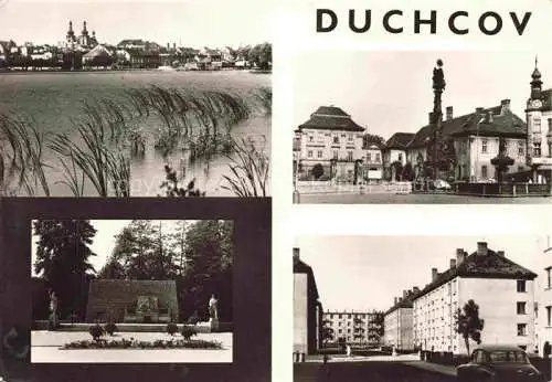 AK / Ansichtskarte Duchcov Dux CZ Teilansichten Stadtplatz Denkmal